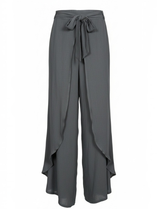 Pants - Gaya Tie-Waist Ruffle Wide-Leg Pants